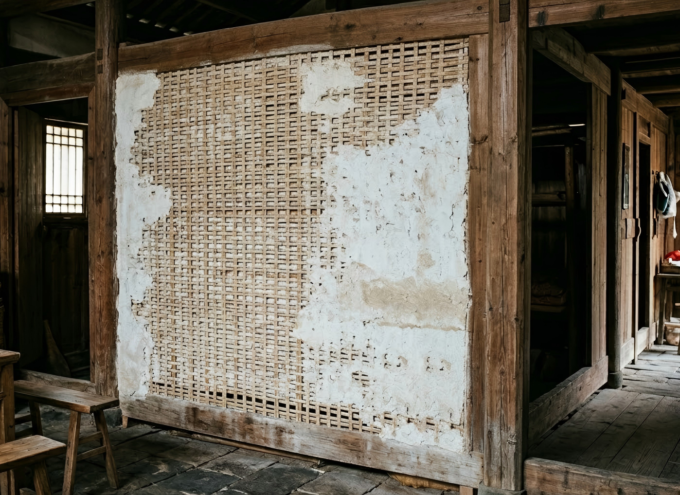 竹编抹灰墙示意图